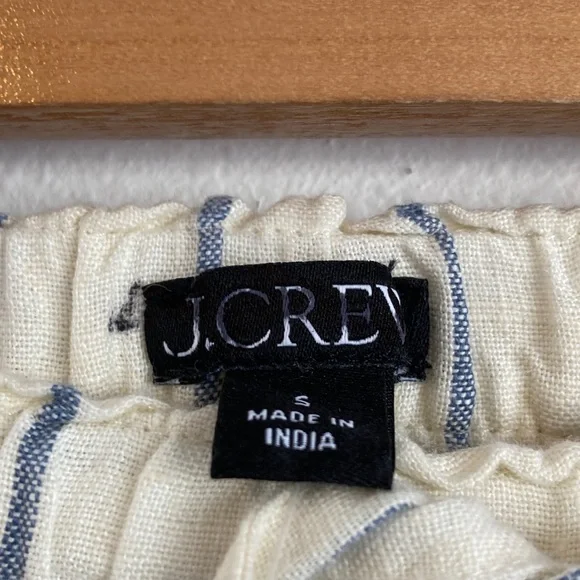J. Crew New Soleil pant in striped linen Small Cream and Blue Striped Garment - Picture 8 of 9